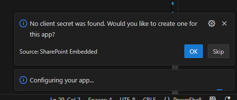 sample app creating client secret