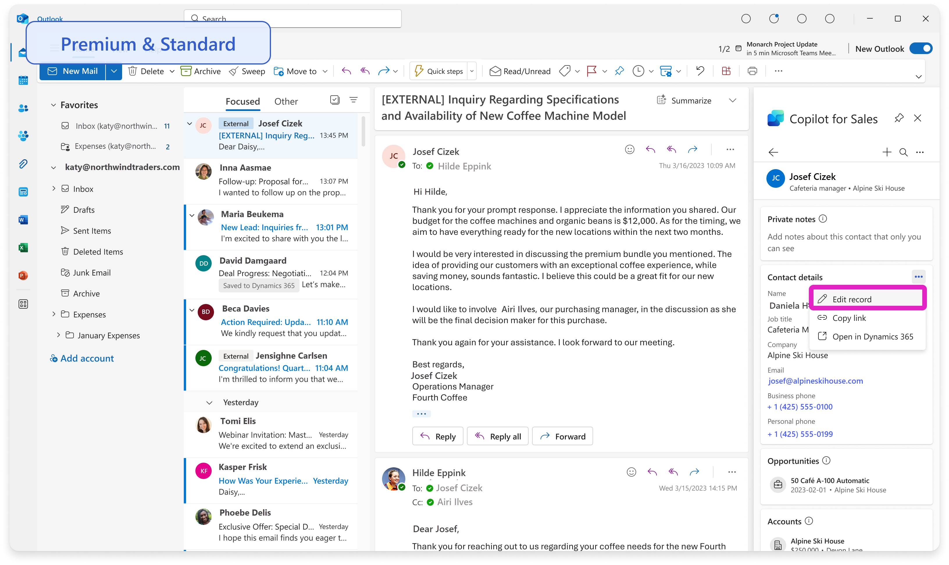 Screenshot showing the option to edit account records.