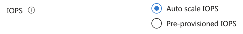 IOPS를 자동 크기 조정하는 만들기 옵션의 스크린샷.