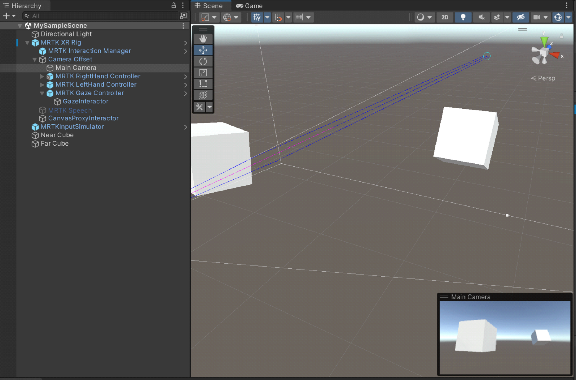 장면 창의 주 카메라 보기 스크린샷