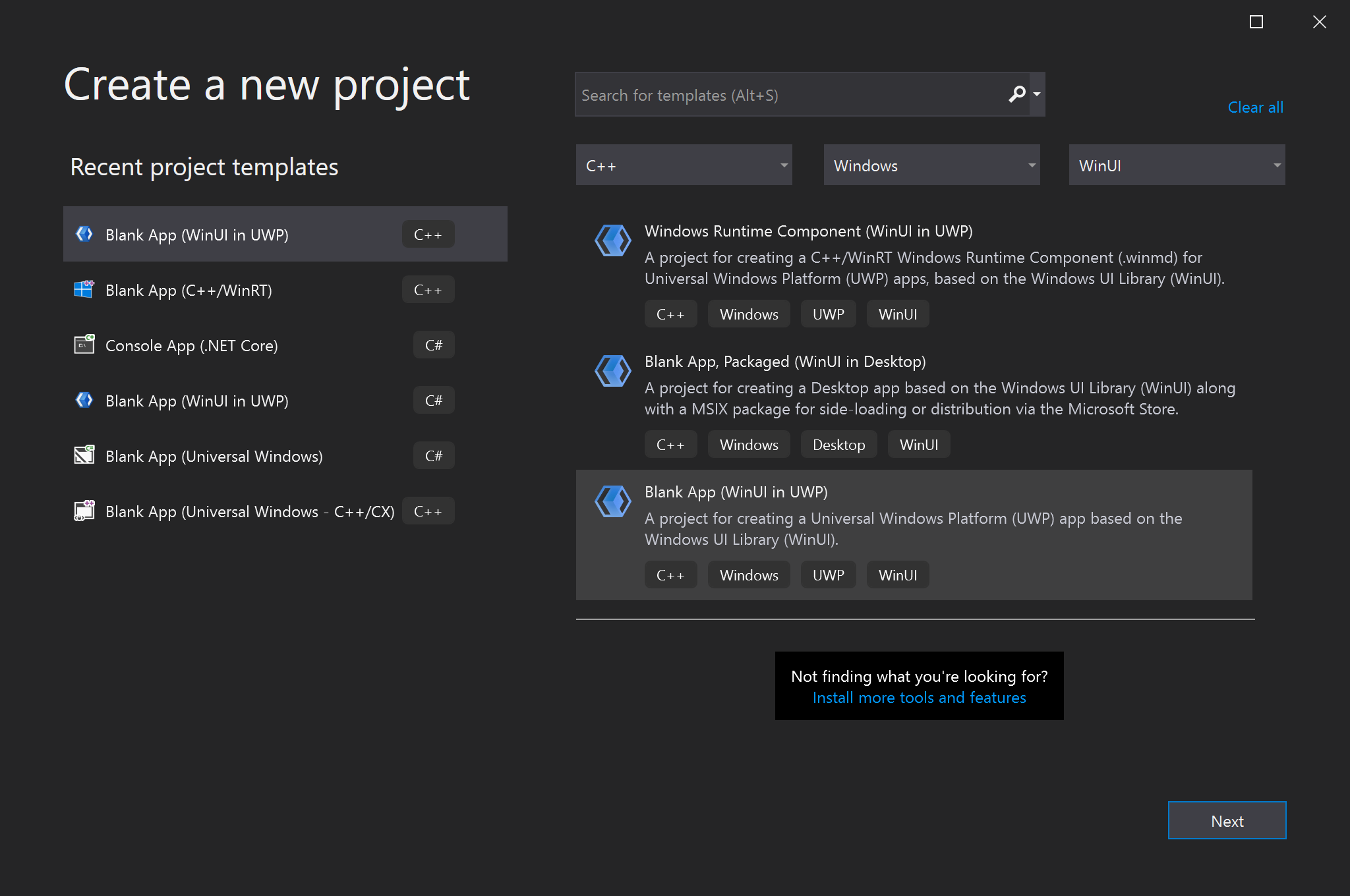 빈 앱 프로젝트 템플릿