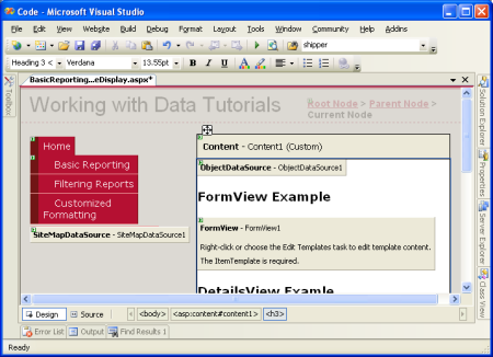 De FormView moet een ItemTemplate bevatten