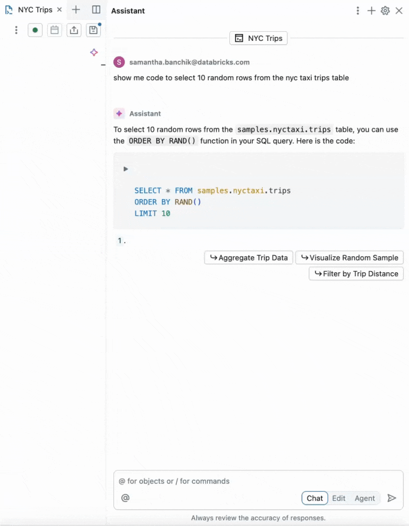VOER SQL-code uit in het deelvenster Assistent.