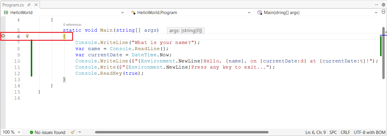 Visual Studio stap in methode - C#