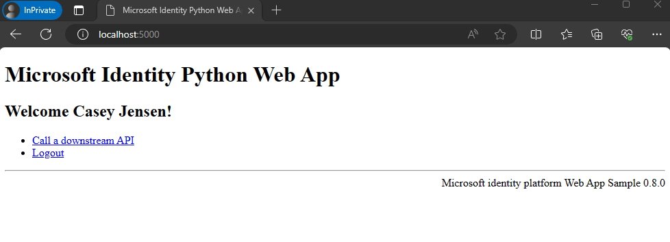 diagram dat laat zien hoe de voorbeeld-app is aangemeld bij een gebruiker.
