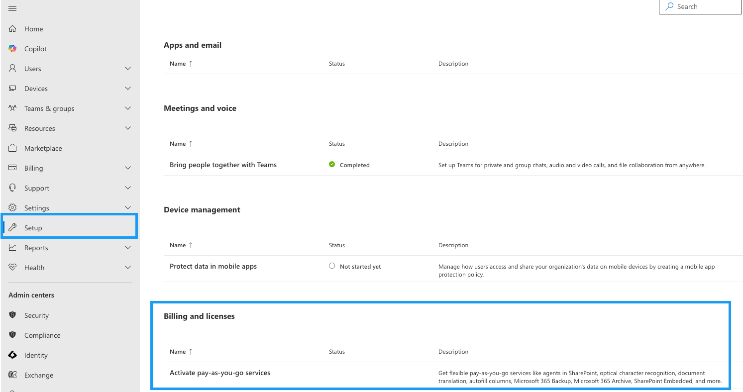 Microsoft 365 admin center Files and Content
