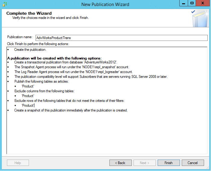 Pagina 'De wizard voltooien' met de naam van de publicatie