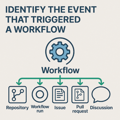 Diagram met verschillende werkstroomtriggers in GitHub Actions, zoals push, pull-aanvraag, planning en handmatige verzending.