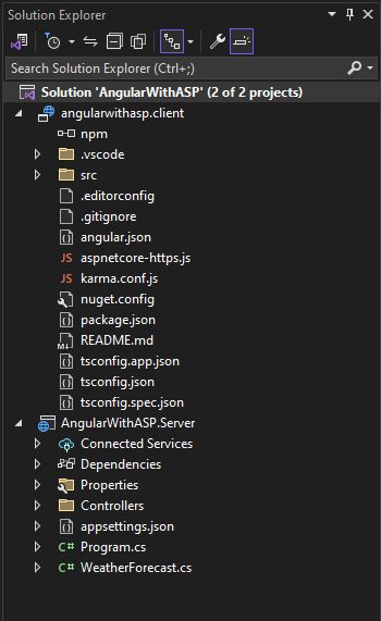 screenshot van Solution Explorer.