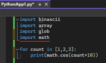 Schermopname van de importinstructie die is toegevoegd na het uitvoeren van de opdracht vanuit de infotag in Visual Studio 2022.