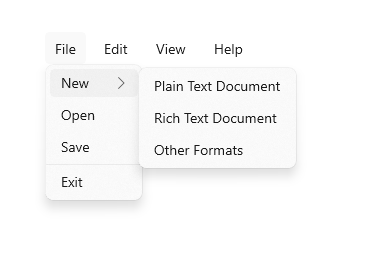 Voorbeeld van een menubalk