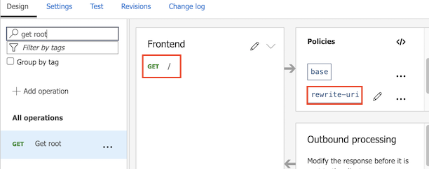 Zrzut ekranu przedstawiający operację GET dla katalogu głównego usługi.