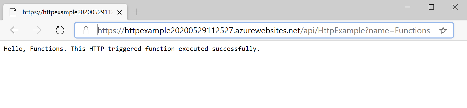 Odpowiedź funkcji w przeglądarce