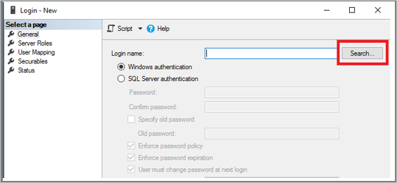 W oknie dialogowym Logowanie — Nowe, wybierz Wyszukaj