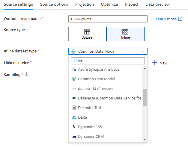 Zrzut ekranu pokazujący wybraną opcję Śródliniowy.