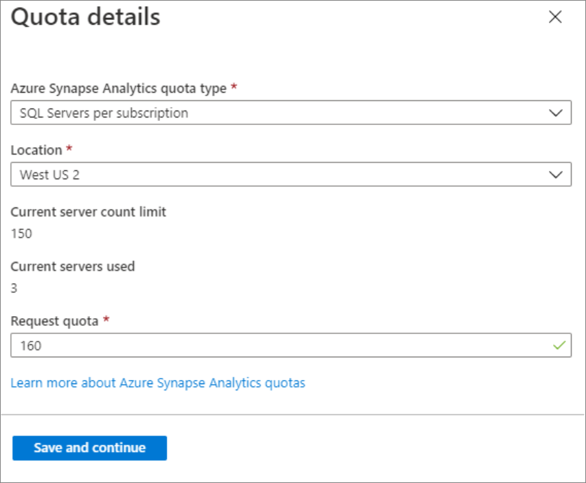 Szczegóły limitu przydziału serwerów
