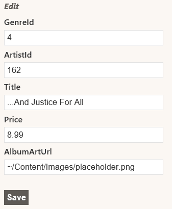 Widok edycji albumu przeglądania