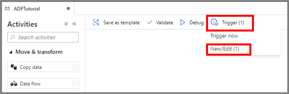Zrzut ekranu pokazujący menu Nowy wyzwalacz.
