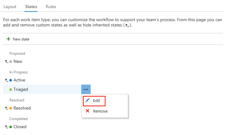 Zrzut ekranu przedstawiający formularz Błąd z wybranym stanem i z otwartym menu kontekstowym na opcji Edytuj.