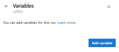 Zrzut ekranu przedstawiający dodawanie zmiennej momentu kolejki bezpośrednio przed uruchomieniem potoku.