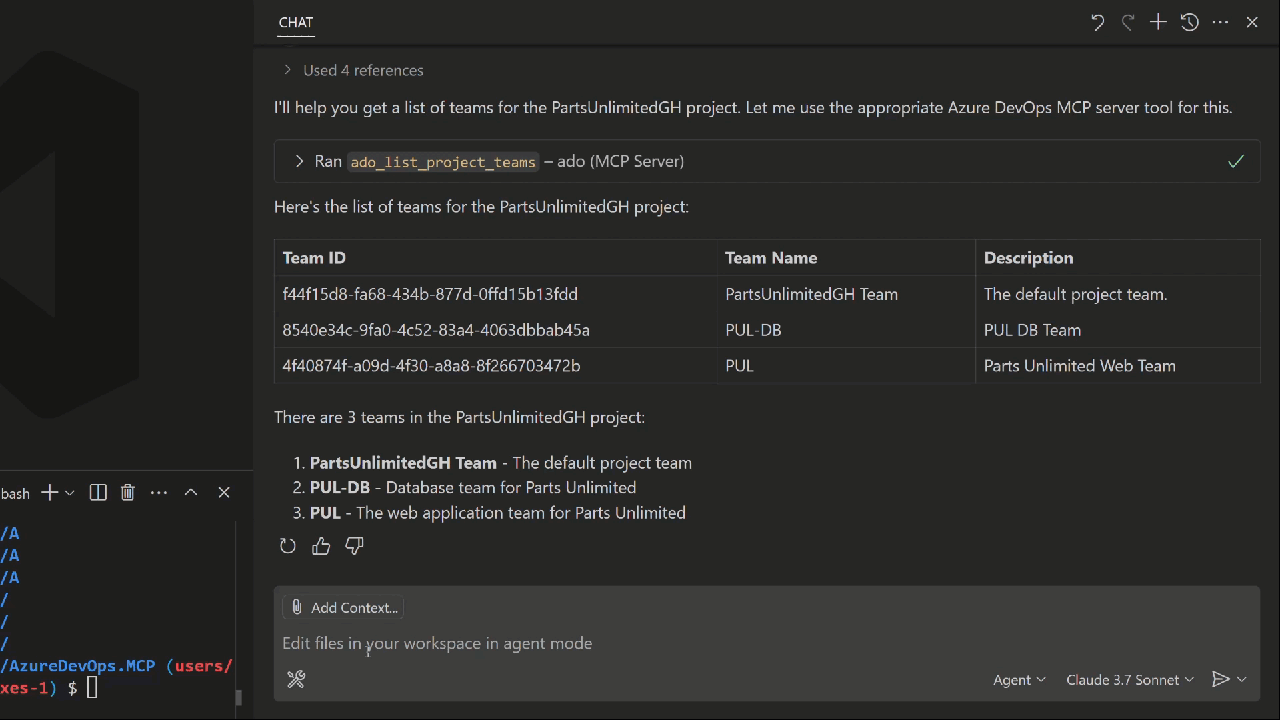 Pokaz usługi Azure DevOp MCP Server.