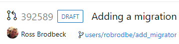 Zrzut ekranu przedstawiający pull request jako wersja robocza.