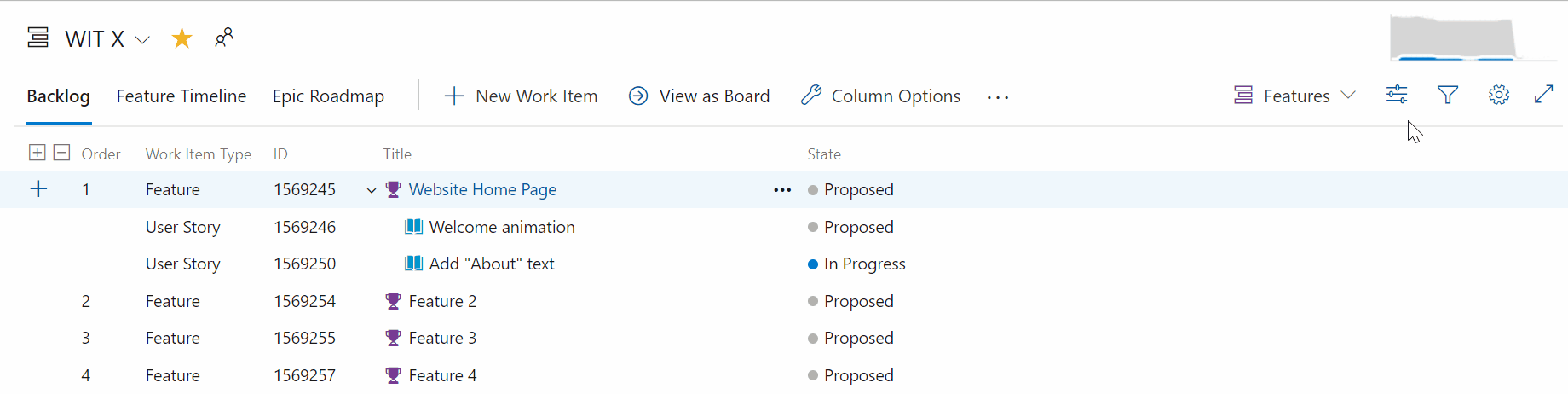 Krótki film pokazujący, jak pokazać lub ukryć elementy podrzędne w backlogu.