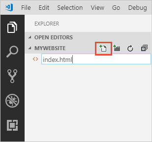 Tworzenie domyślnego pliku indeksu w programie Visual Studio Code