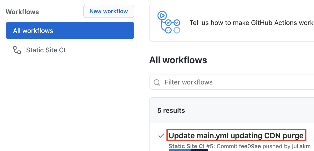 Dziennik przebiegu funkcji GitHub Actions