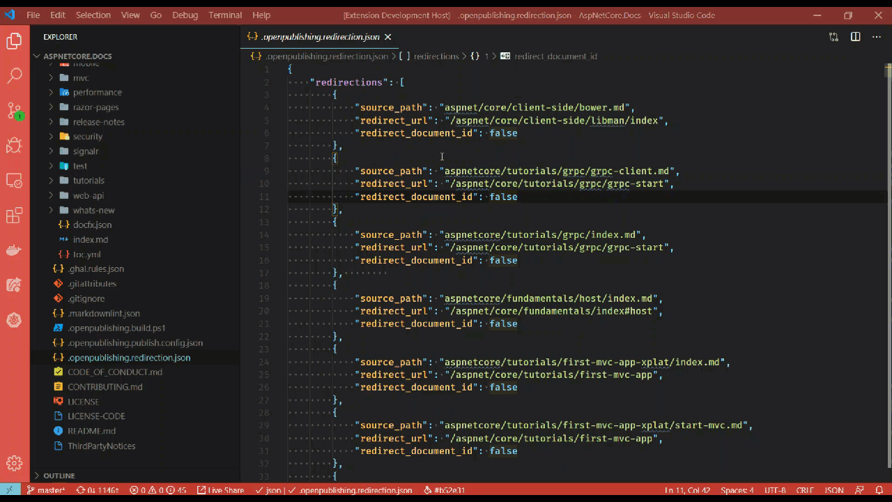 Pokaz sortowania przekierowań