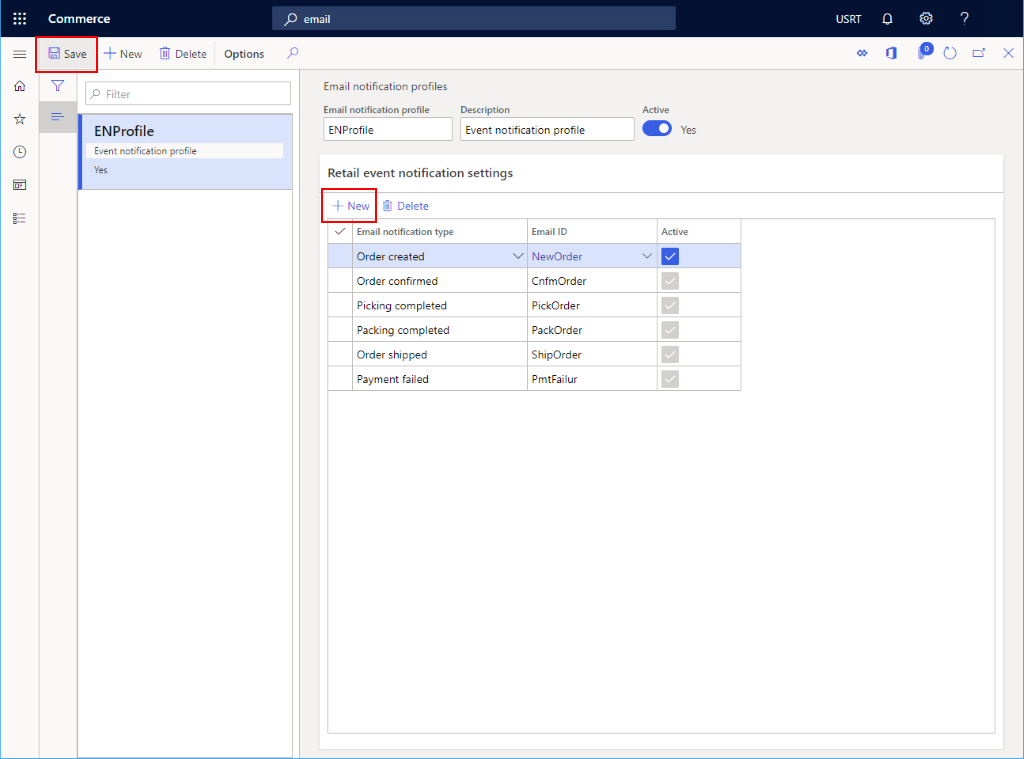 Zrzut ekranu przedstawiający ustawienia powiadomień o zdarzeniach.