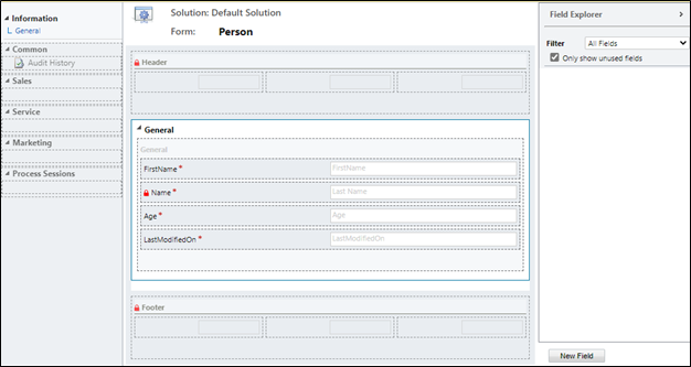 Imię, wiek i ostatnia modyfikacja kolumn dodanych do formularza głównego.