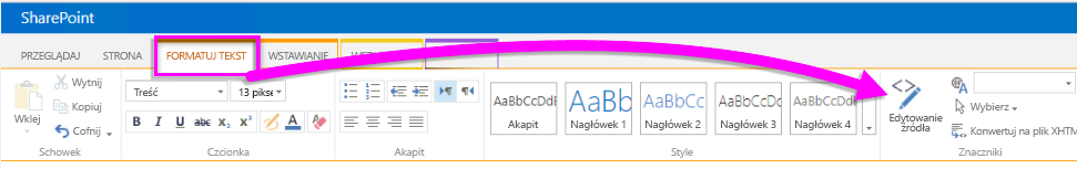 Zrzut ekranu przedstawiający edytowanie źródła.