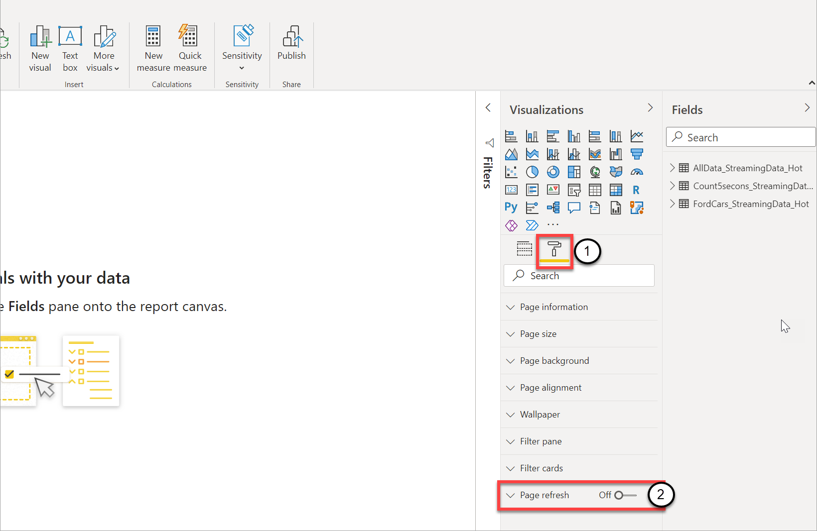 Zrzut ekranu przedstawiający opcje włączania automatycznego odświeżania strony.
