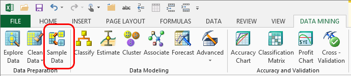 Partition Data wizard in Data Mining ribbon Partition Data wizard in Data Mining ribbon