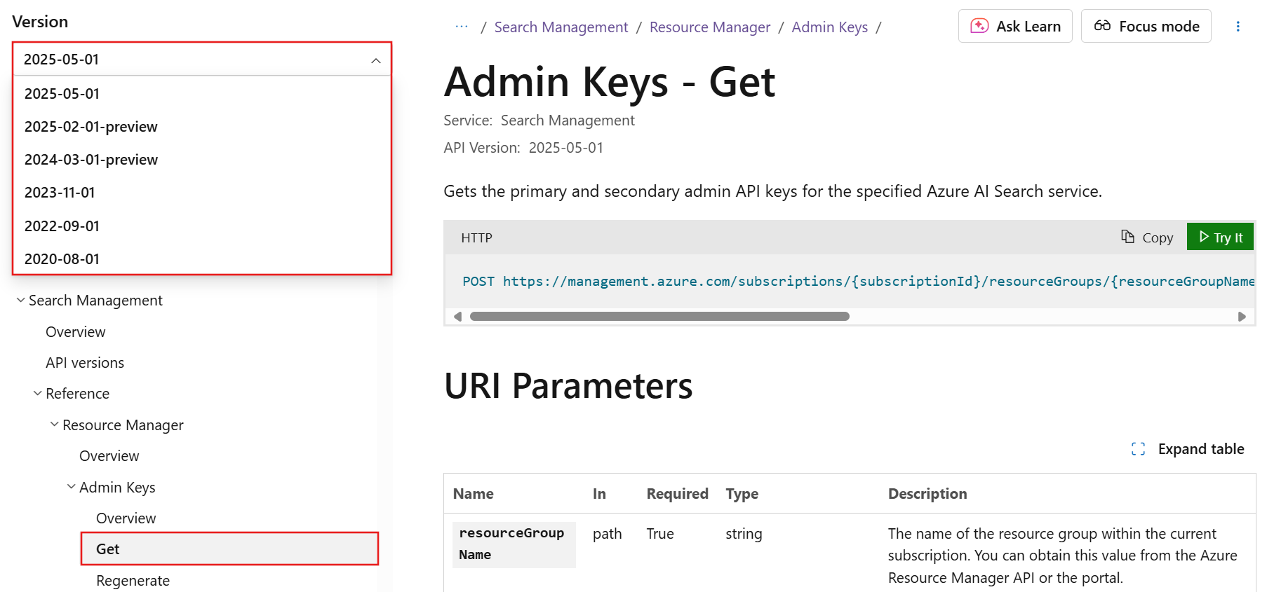 Zrzut ekranu przedstawiający selektor wersji.