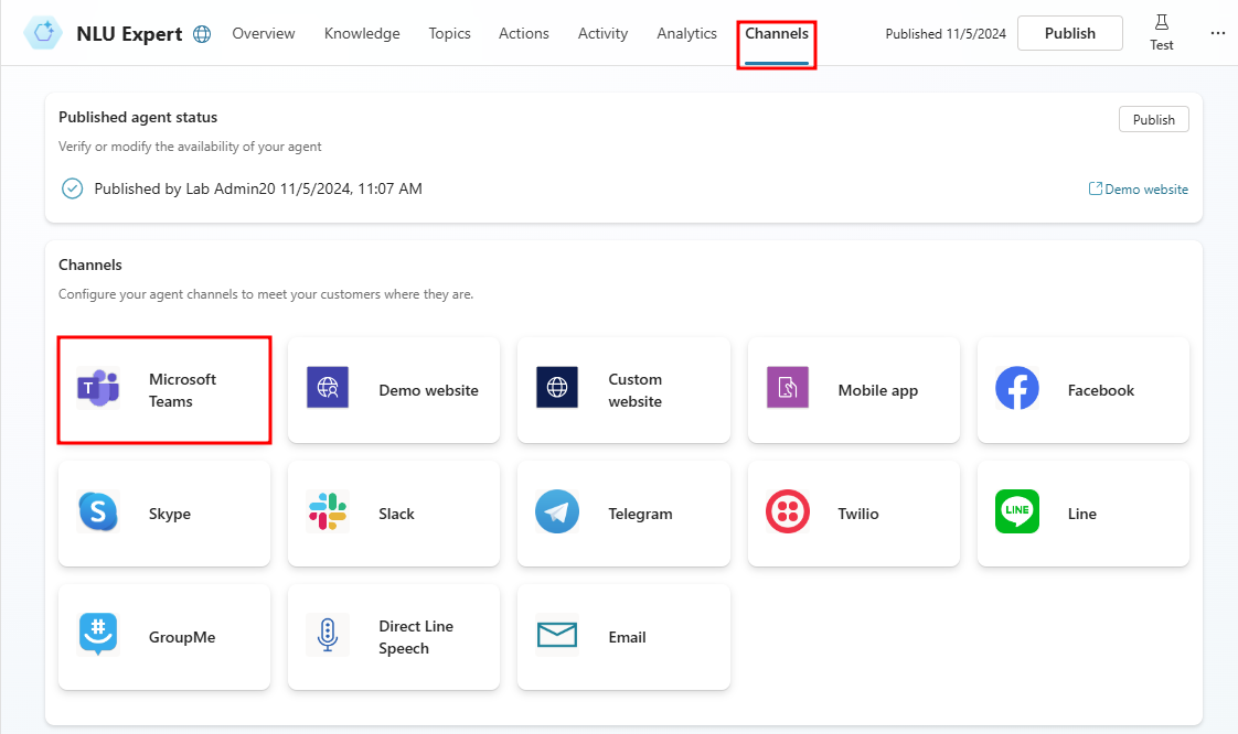 Screenshot of the Teams dialog.
