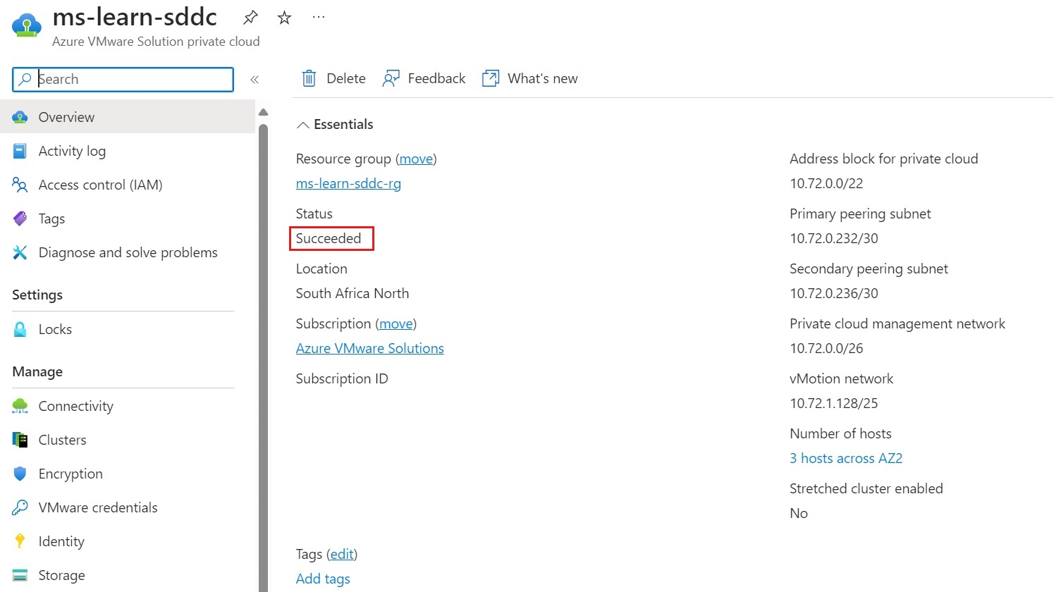Zrzut ekranu przedstawia pomyślne ukończenie wdrożenia chmury prywatnej.