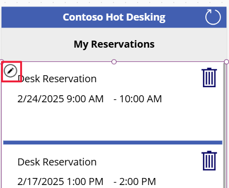 Screenshot of the edit icon button to edit the gallery.