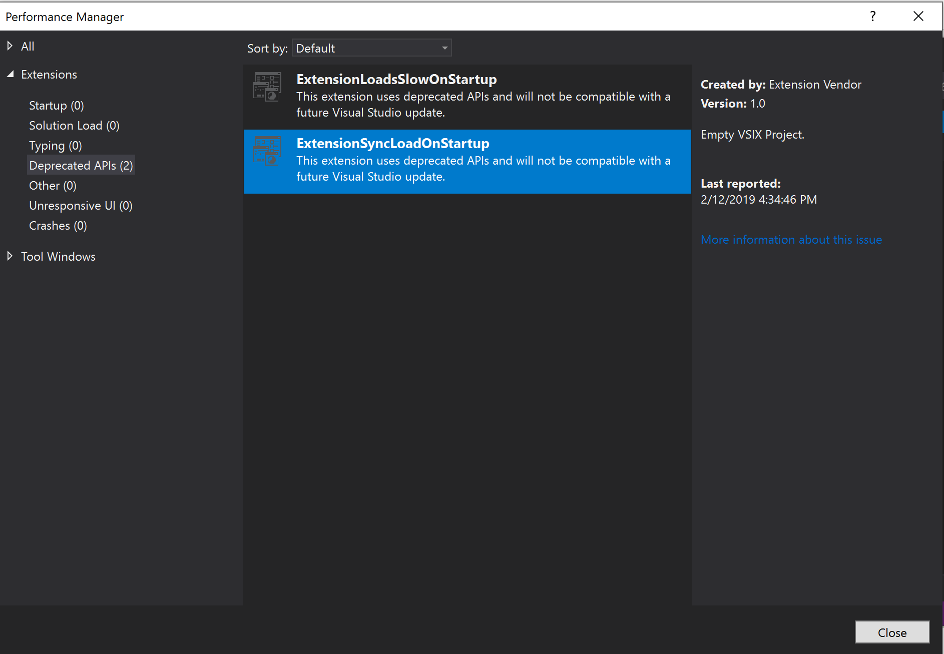 okno dialogowe menedżera wydajności