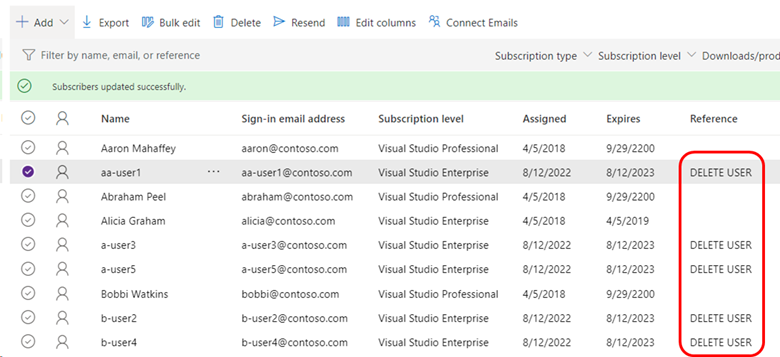 Lista pokazująca odniesienie