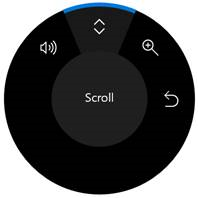 Zrzut ekranu przedstawiający menu off-screen programu Surface Dial.