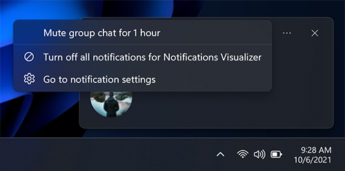 Toast z menu kontekstowym