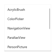 Zrzut ekranu przedstawiający przesuwany pasek przewijania, o szerokości 2 piksele, na prawej krawędzi zawartości.
