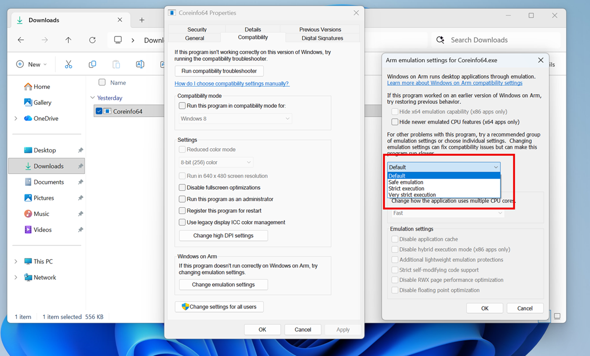Zrzut ekranu przedstawiający zmienianie ustawień emulacji2