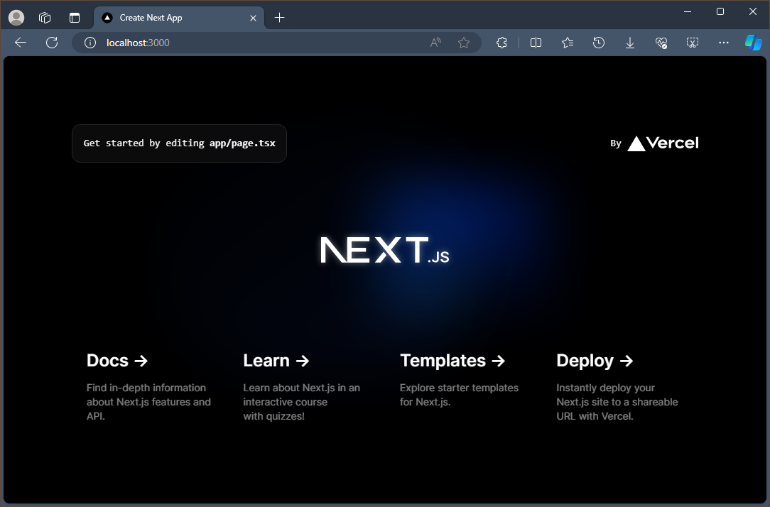 Twoja Next.js aplikacja działa na localhost:3000