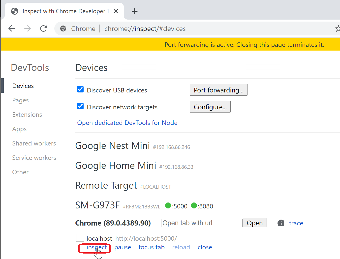 okno Inspekcja przeglądarki Chrome