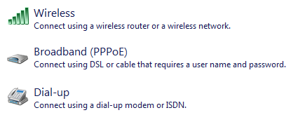zrzut ekranu przedstawiający trzy linki poleceń z ikonami 