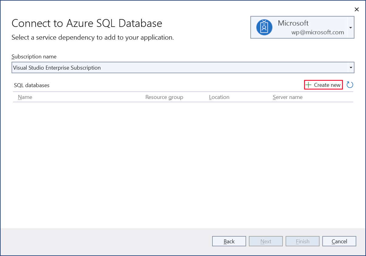 Selecione Criar um Banco de Dados SQL