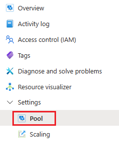 Captura de tela que mostra o menu de configurações do Pool.